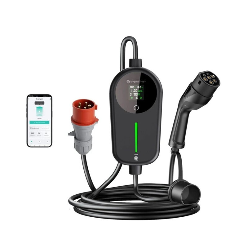 Prenosná nabíjačka EVpartner WiFi 11kW, 3x16A, 5m, 10m, Type 2